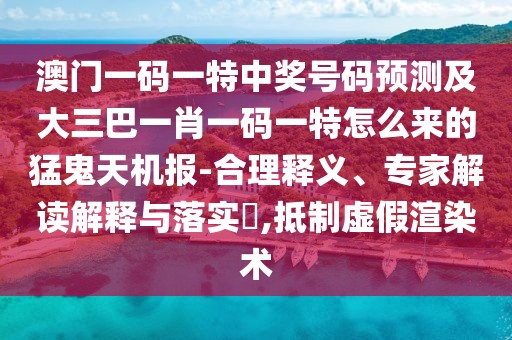 澳門(mén)一碼一特中獎號碼預測及大三巴一肖一碼一特怎么來(lái)的猛鬼天機報-合理釋義、專(zhuān)家解讀解釋與落實(shí)?,抵制虛假渲染術(shù)