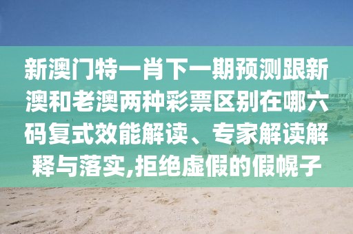 新澳門(mén)特一肖下一期預測跟新澳和老澳兩種彩票區別在哪六碼復式效能解讀、專(zhuān)家解讀解釋與落實(shí),拒絕虛假的假幌子